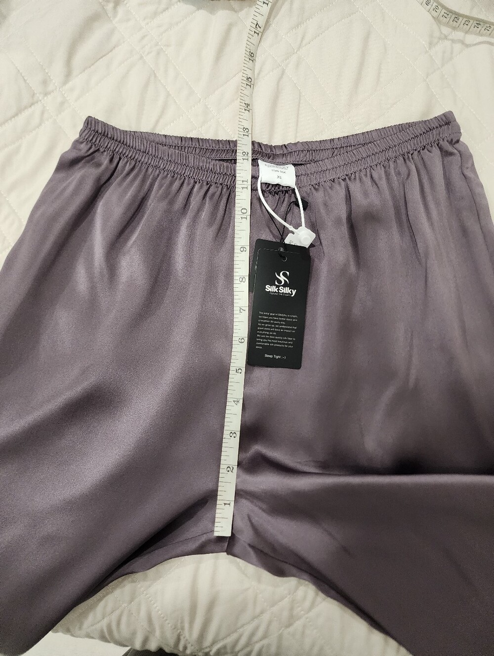 NWT SilkSilky 100% Silk Sleep Pants Cropped XS Purple Mauve Lounge Bottoms - Picture 6 of 16